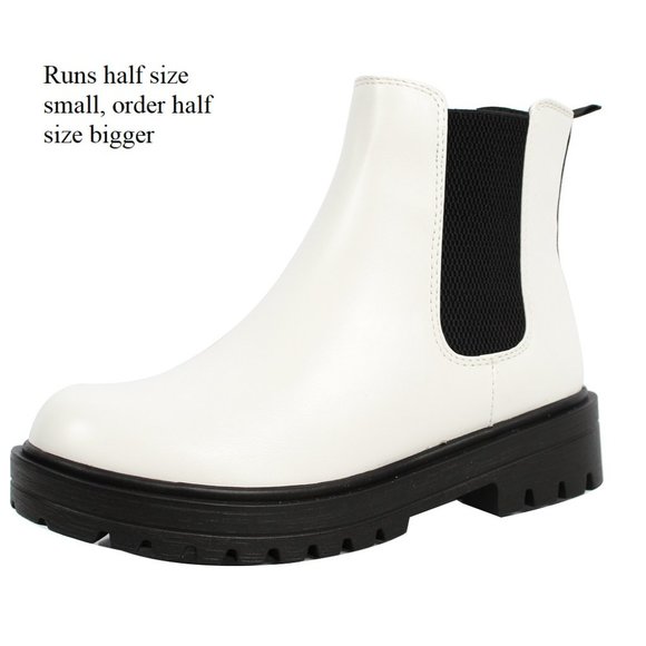 SIZE 5 White Round Toe Chelsea High Top Platform Ankle Bo - Picture 2 of 6